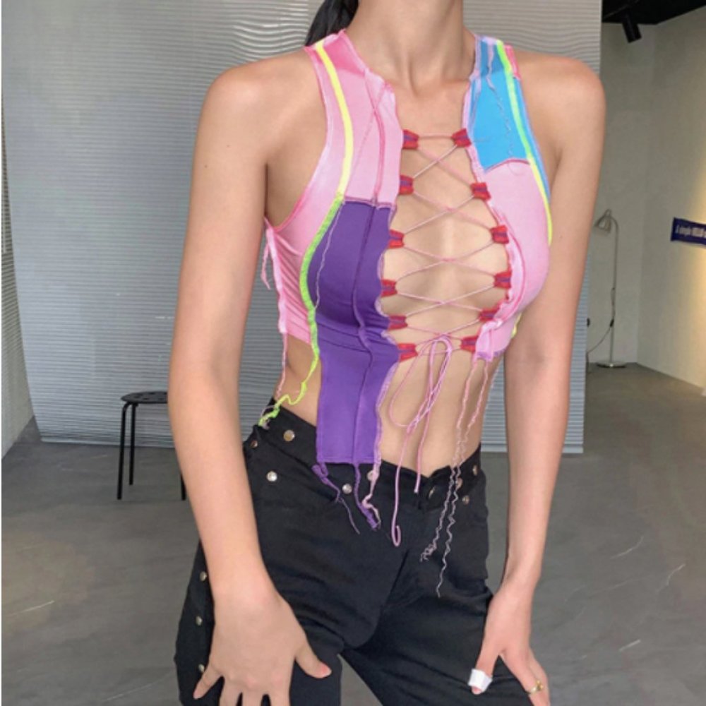 Sexy ColorfulSleeveless Crop Top - Picture 2 of 5